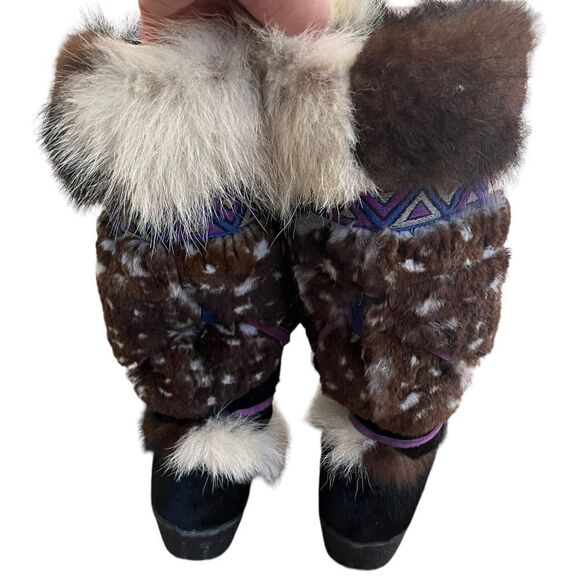 TECNICA Goat Fur Winter Boots Italy Leather Wedge Women 37/5 - Picture 5 of 11